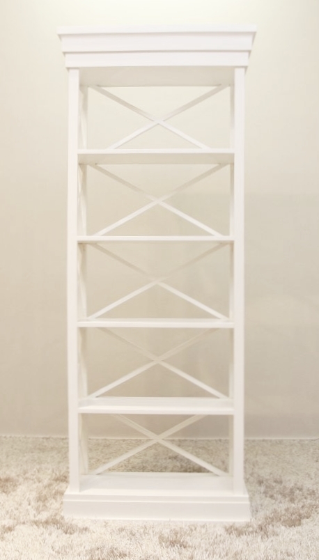 Dominique Open Bookcase Single, Large White Timber Bookcase