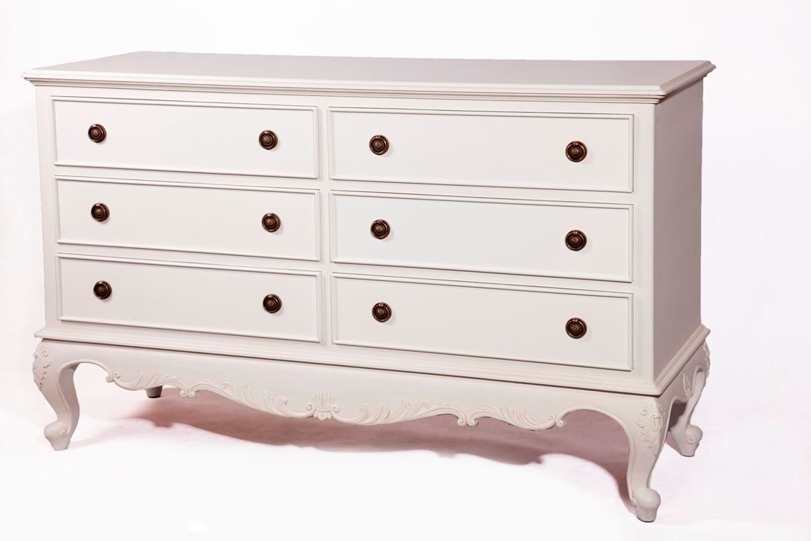 Renee 6 Drawer French Chest White Glamour Living
