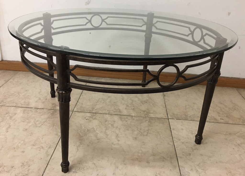 Round Metal Coffee Table With Tempered Glass Top Glamour Living