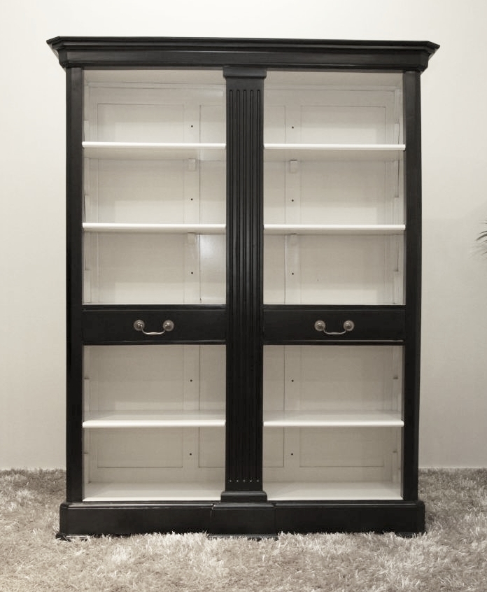 Harvey Bookcase With Drawers Black, Black Bookcase With Doors And Drawers