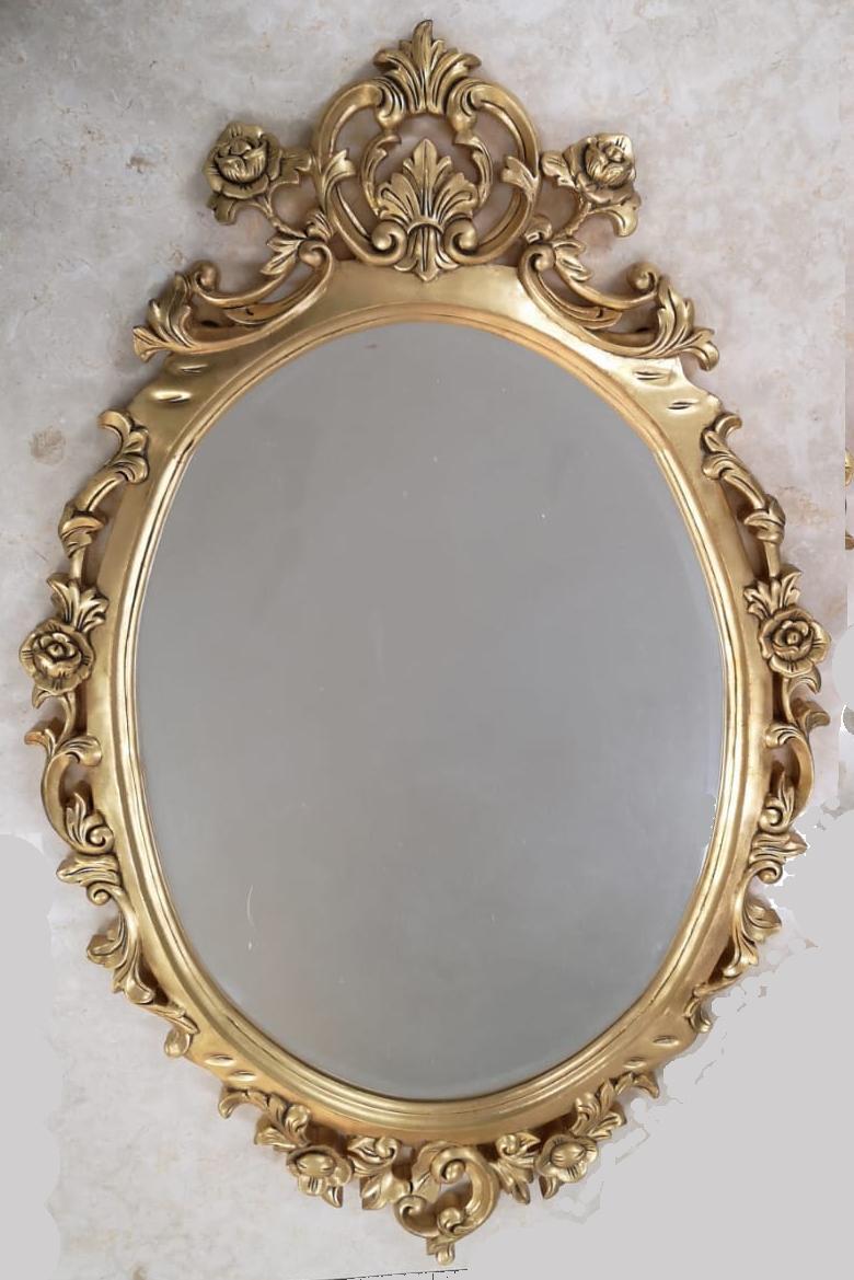 Antique French Ornate Mirror Oval Shape, French Oval Mirror Antique Silver