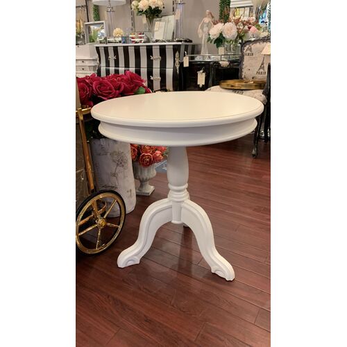 Carole French Round Wine Table Pedestal Base Cream Color