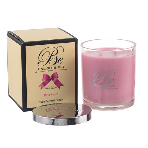 Be Enlightened Pink Roses Candle