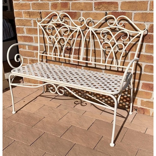 "Elite" Garden Bench, Powder-Coated Metal Cream Colour