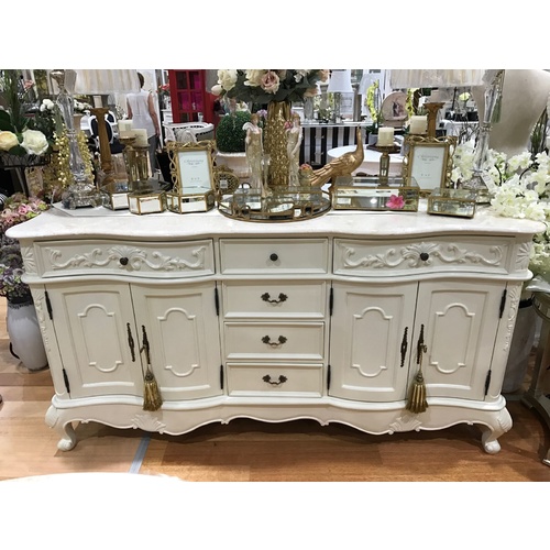Charlayne French Sideboard with Marble Top in Cream