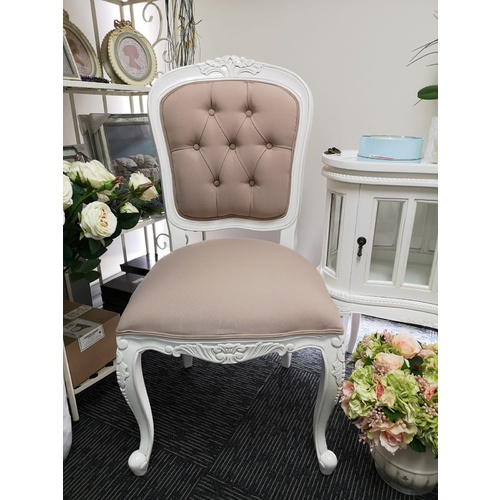 Porter Dining Chair White Frame with Stone Linen Upholstery