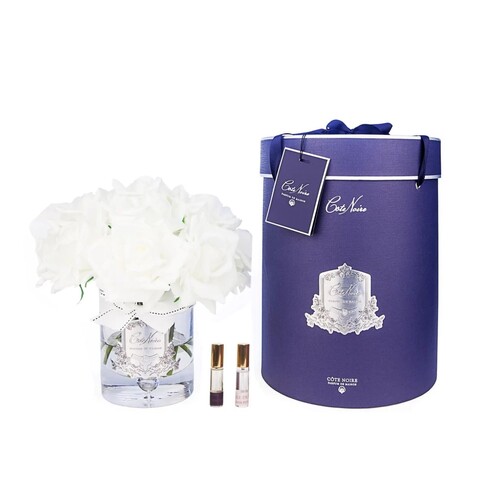 COTE NOIRE LUXURY GRAND BOUQUET - SILVER BADGE - IVORY WHITE - NAVY BOX