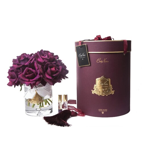COTE NOIRE LUXURY GRAND BOUQUET - GOLD BADGE - CARMINE RED - BURGUNDY BOX