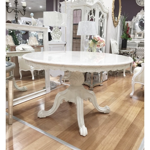 Carole French Round Dining Table with Marble Top